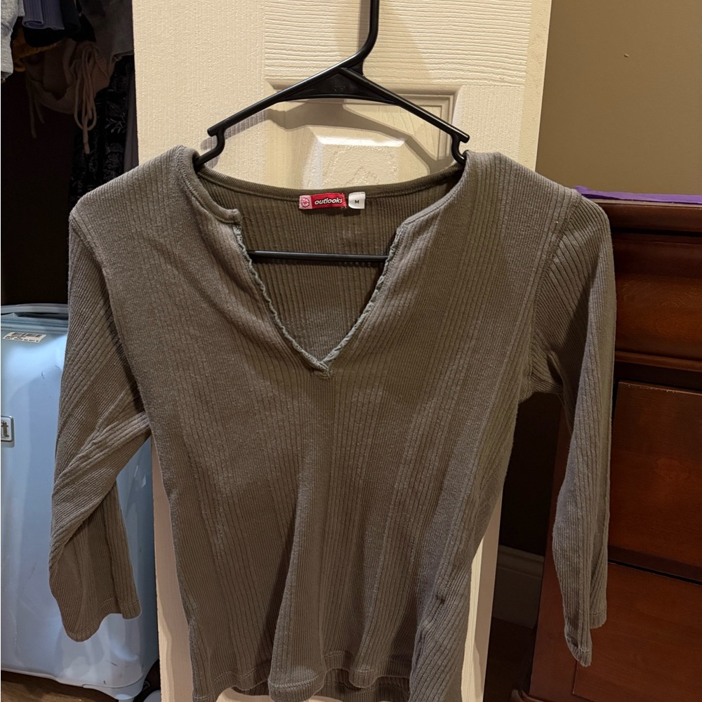 Brown Fitted 3/4 Sleeve Blouse